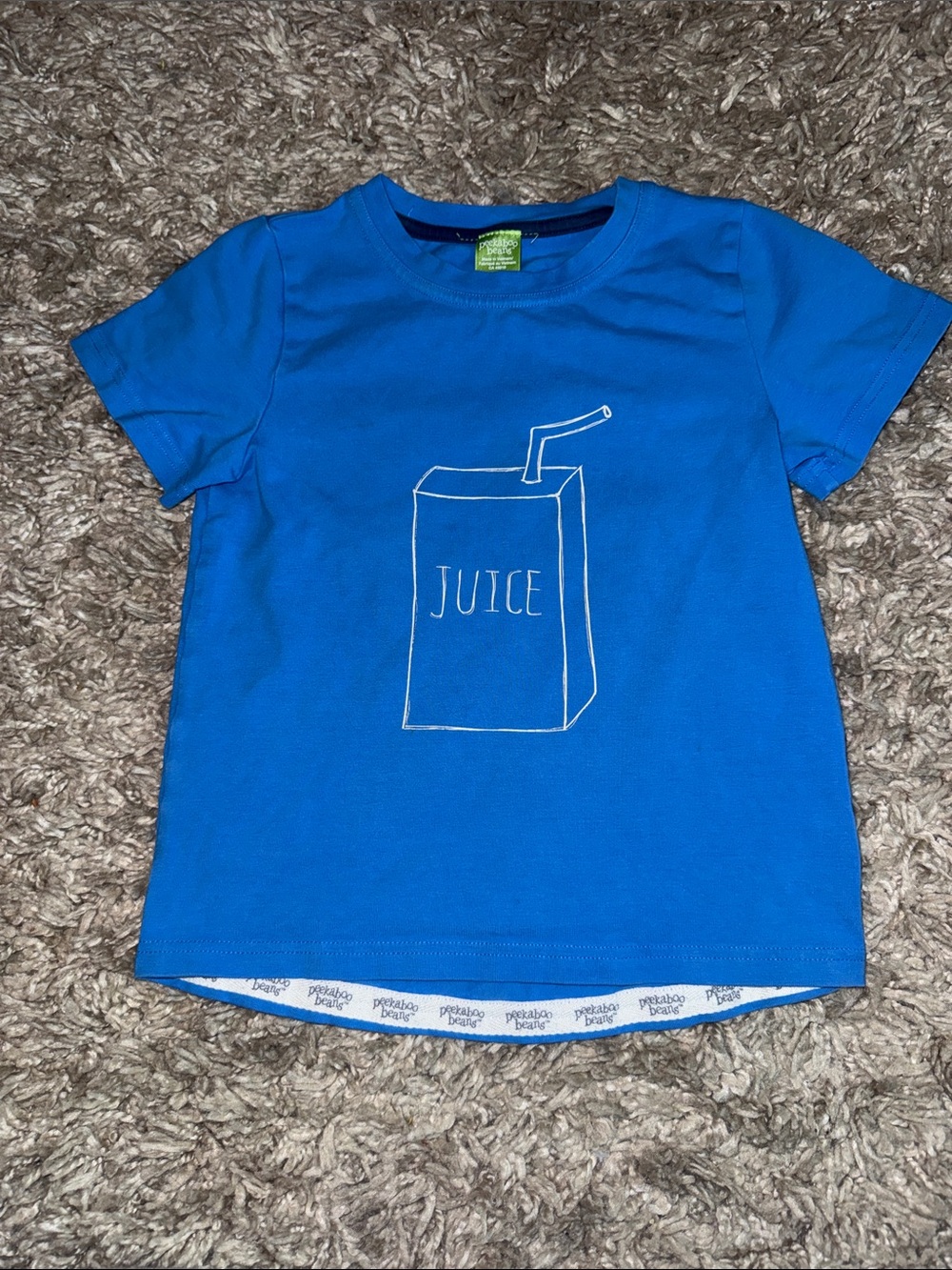 Peekaboo Beans Bright Blue Juice Box Graphic Tee Size 5